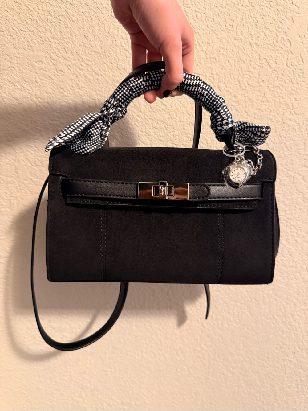 Steve Madden Black Women's Top-Handle Satchel with Scarf Accent New